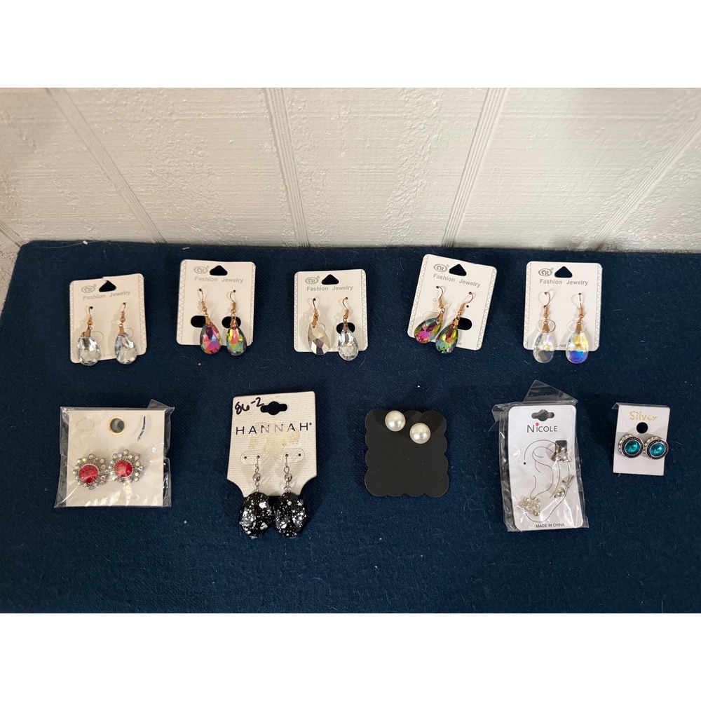 Bundle 6- Fashion Jewelry Earring Lot 10 Pairs Teardrop Iridescent Pearl